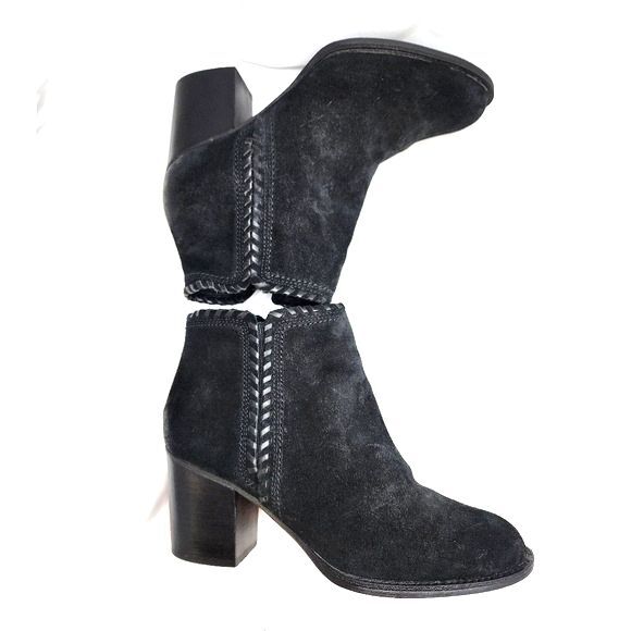 Sofft SF0006521 Wilton Black Suede Whip Stitched Heeled Bootie Size 7.5 - Picture 5 of 10